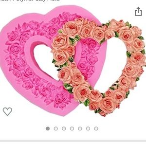 Rose Heart Wreath Fondant Chocolate Candy Silicone Mold Cake Decorating Baking